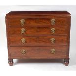 A George IV Scottish mahogany chest, having four long graduated drawers with ebony stringing, having