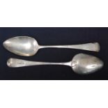 A collection of principally George III silver tablespoons, in the Old English pattern, to include