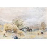 Miles Birkett Foster RWS (1825-1899) - Hay-making, watercolour, 17.5 x 25cm Provenance: ex-Chris