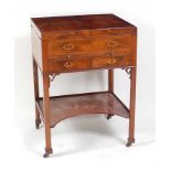 A *late Victorian* mahogany and marquetry inlaid gentleman's washstand, the fold-over top with