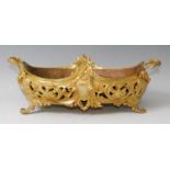 A 19th century Rococo Revival gilt bronze jardiniere, of swept oval form, decorated with acanthus
