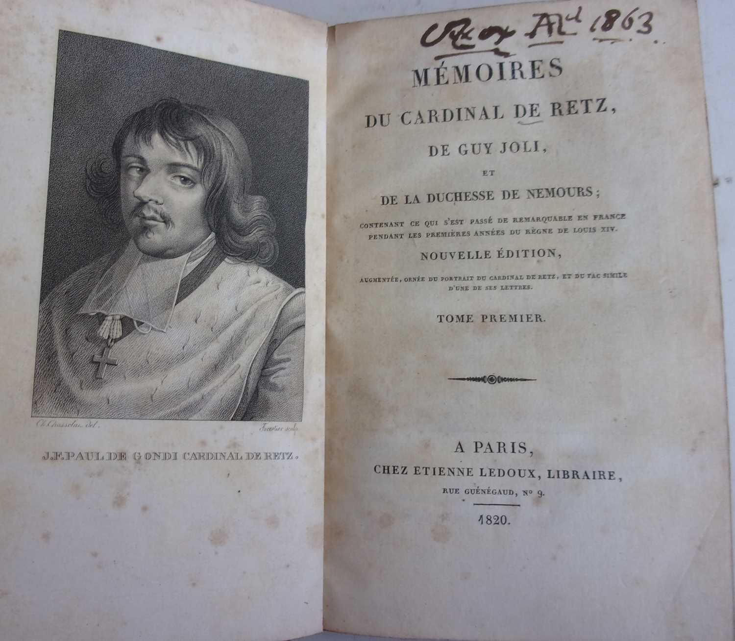 Memoirs Du Cardinal De Retz, De Guy Joli et De La Duchesse De Nemours. Etienne Ledoux, Paris, - Image 3 of 4