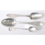 A five-place setting of 19th century American sterling silver tablespoons and matching dessert