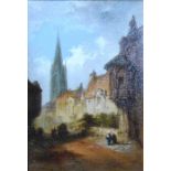 Henry Foley (act.1860-1890) - Eglise St Jacques, Abbeville, oil on canvas, signed lower left (re-