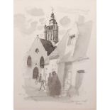 John Sergeant (1937-2010) - Jerusalem Church, Bruges, monochrome and watercolour wash, 18 x 13.