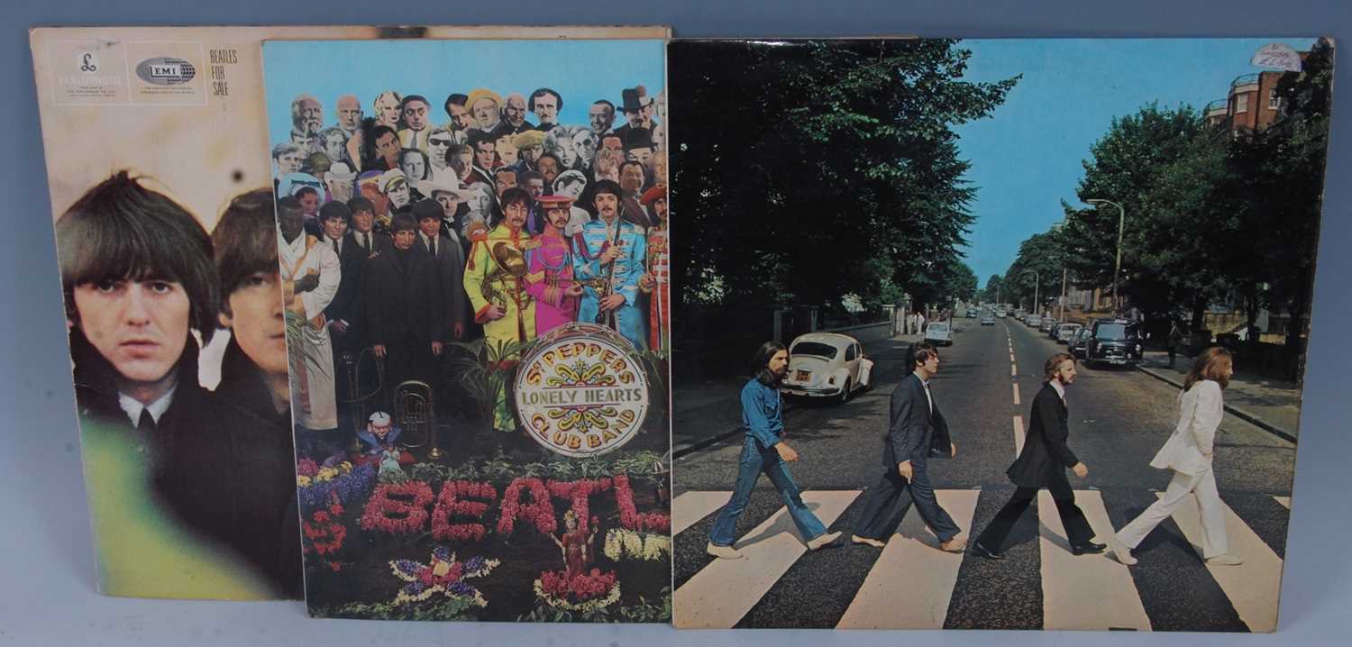 The Beatles, a collection of three LP's to include Beatles For Sale PCS 3062 Stereo, Sgt Pepper's