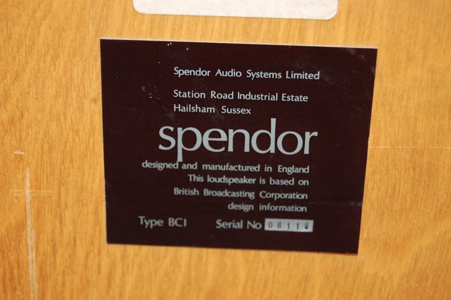 A pair of Spendor Type BC1 loudspeakers, serial no. 12009, with BBC label verso, w.30, d.30, h. - Image 2 of 3