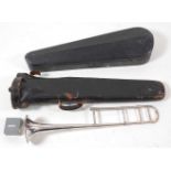 A Hawkes & Son Excelsior Sonorous Class A trombone, in fitted case, together with a Victorian violin