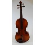 A Chinese Blessing students violin, 36cm, together with three other Chinese students violins (
