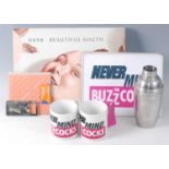 A collection of promotional items to include Never Mind The Buzzcocks mouse mats x3, mugs x2 and a