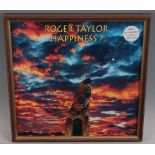 Roger Taylor - Happiness?, limited edition LP no 0236, signed in silver ink, mounted for display, 34