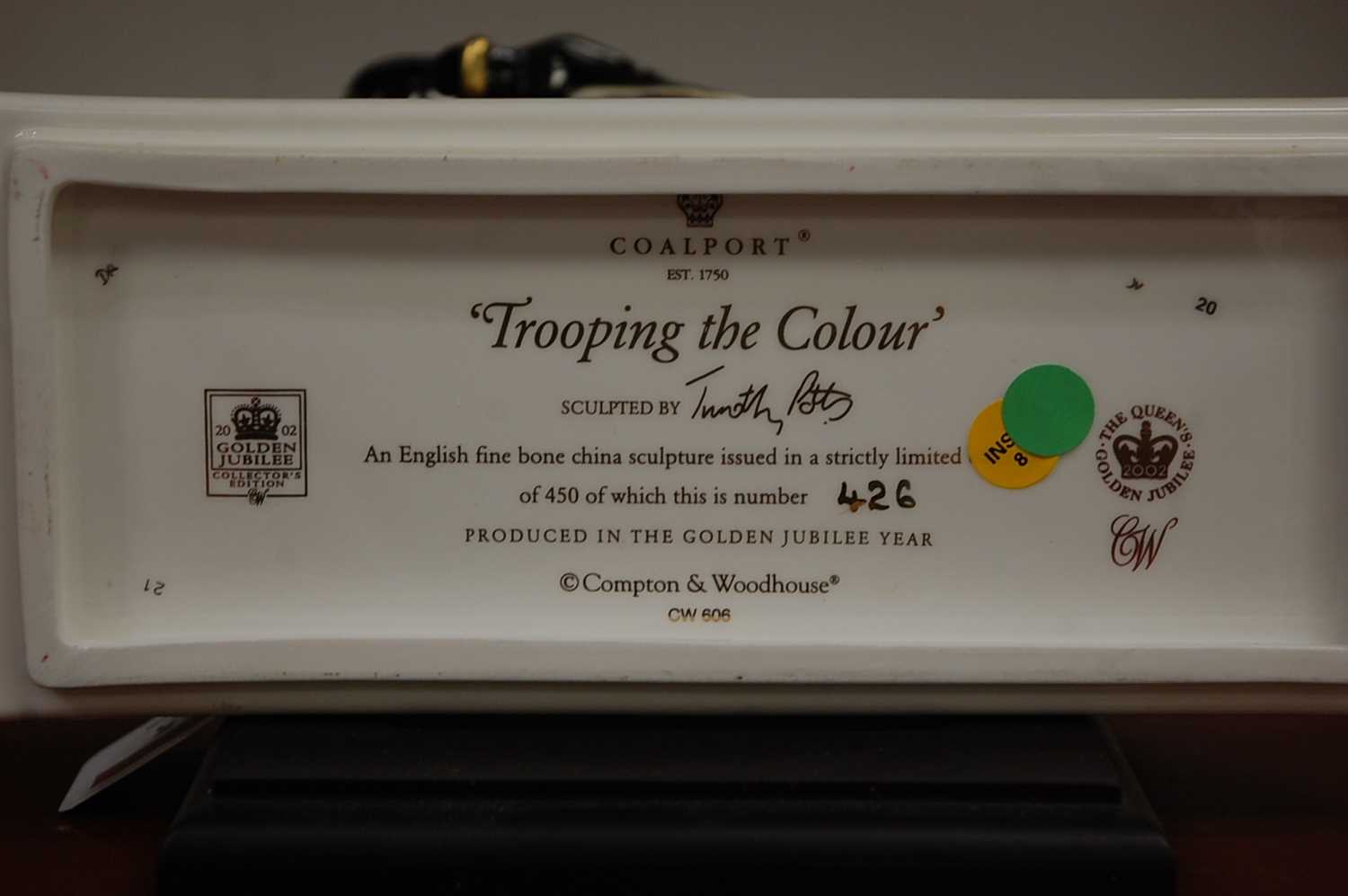 A Coalport limited edition figurine 'Trooping the Colour', underglaze painted and heightened in - Image 9 of 9