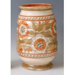 Charlotte Rhead for Crown Ducal - a large 1930s pottery vase, of ribbed form, bright colour floral