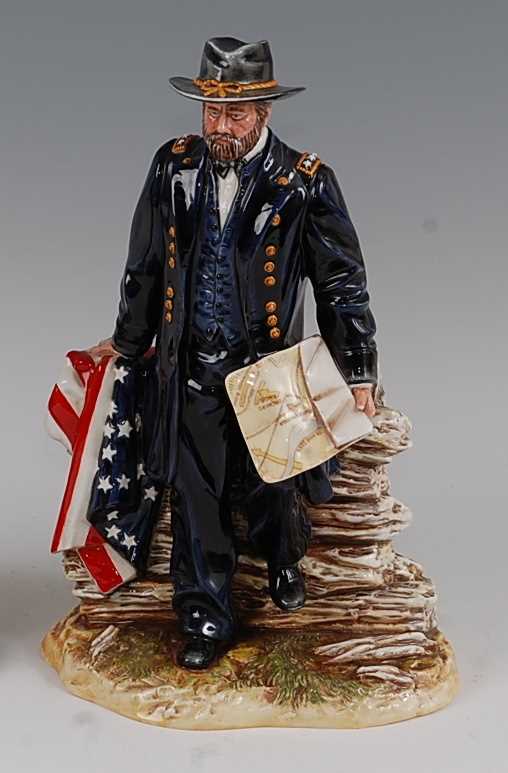 A Royal Doulton figure group of Lieutenant General Ulysses S. Grant, underglaze painted, modelled by