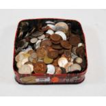 A box of assorted English and Commonwealth nickel silver and copper coinage, 20th century
