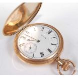 An Elgin rolled gold gent's cased full hunter pocket watch, with keyless movement, case dia.