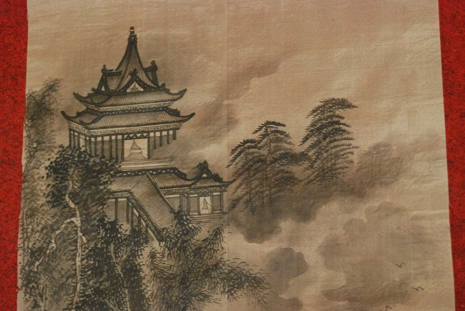 Three Chinese watercolours of bamboo, on rice paper, as rolled - Image 10 of 16