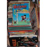 A box of assorted children's annuals, to include Eagle, Beano etc, circa 1970s