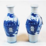 A pair of Chinese export blue & white vases signed verso, height 14.5cmCondition report: One with