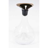 A modern Georg Jensen glass carafe, of mallet form, with plated stopper, h.25cm, boxed