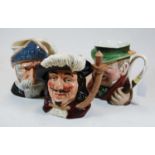 Two Royal Doulton pottery character jugs, Don Quixote and Porthos; together with a Beswick pottery