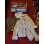 A collection of modern lady's handbags, and two sheepskin jackets