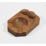 Robert 'Mouseman' Thompson of Kilburn carved oak ashtray with mouse signature, 10cm