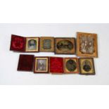 A Victorian family portrait daguerreotype; together with other portrait daguerreotypes and