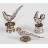 An Edwardian silver seal, naturalistically modelled as a pheasant, Chester assays; together with