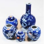 A Chinese export blue & white bottle vase decorated in the cracked ice pattern, double circle mark