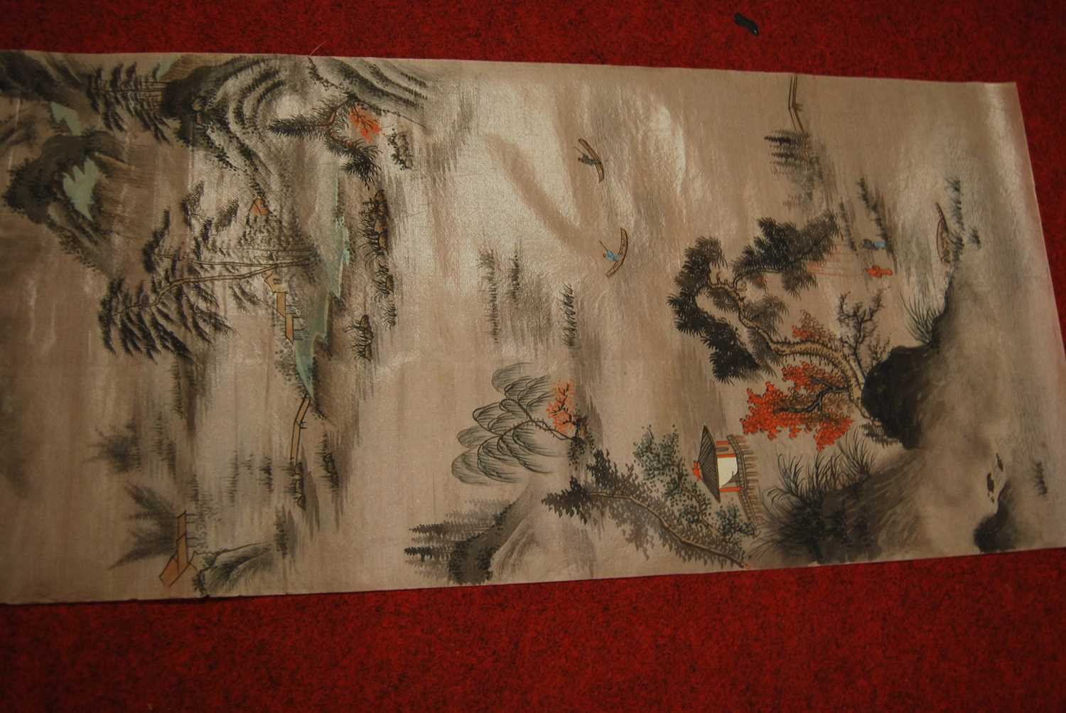 Three Chinese watercolours of bamboo, on rice paper, as rolled - Image 4 of 16