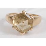 A modern 9ct gold and citrine(?) set dress ring, 5.1g, size O