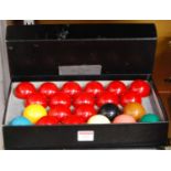 A boxed set of crystalate snooker balls, and one other similar (2)