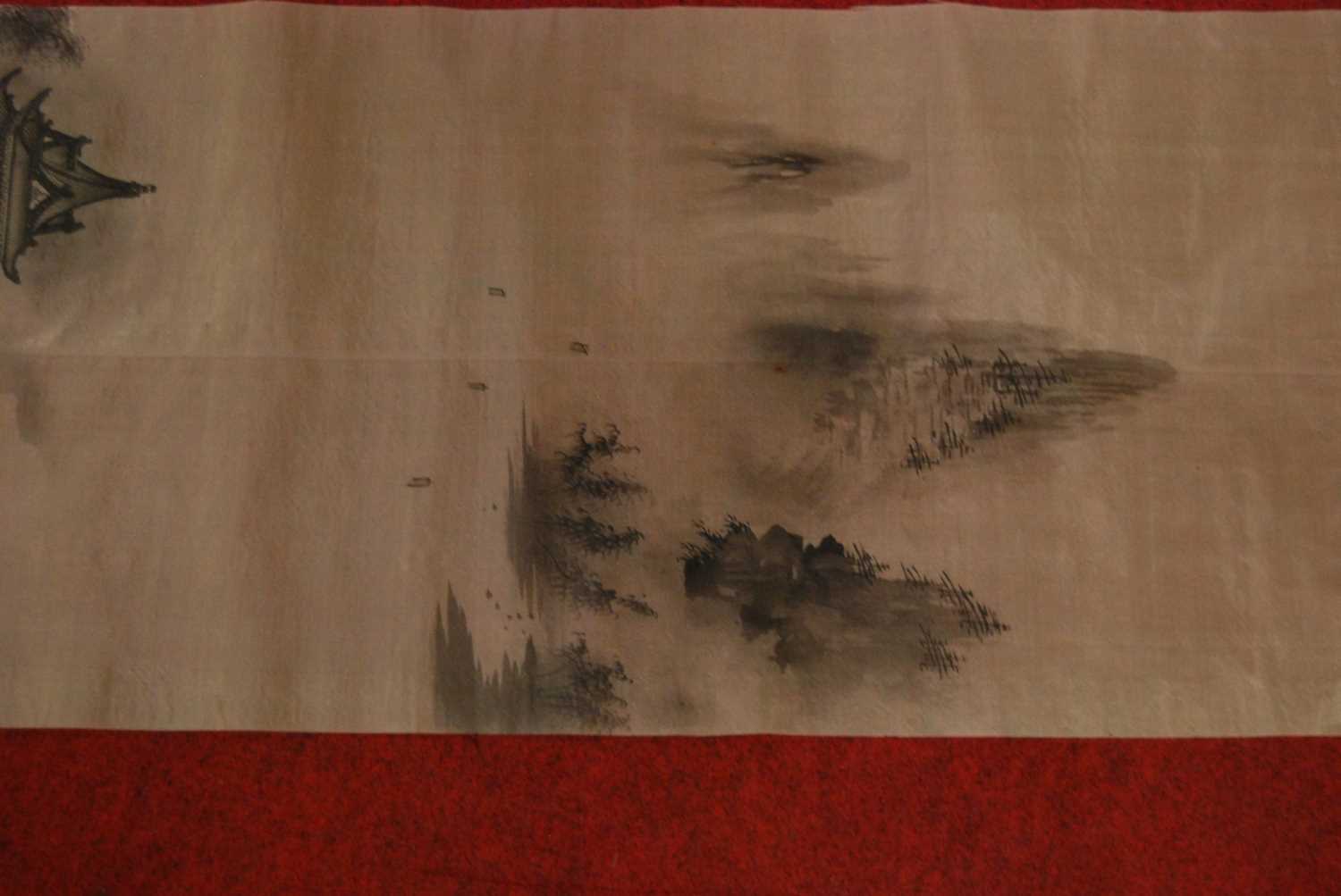 Three Chinese watercolours of bamboo, on rice paper, as rolled - Image 8 of 16