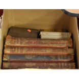 A box of assorted antiquarian volumes, to include The Imperial Shakespeare in four volumes