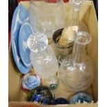 Mixed lot, to include Wedgwood blue jasper commemorative plates, assorted glass paperweights,