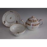 A late 18th century Chamberlain Worcester teapot together with accompanying near matching slop