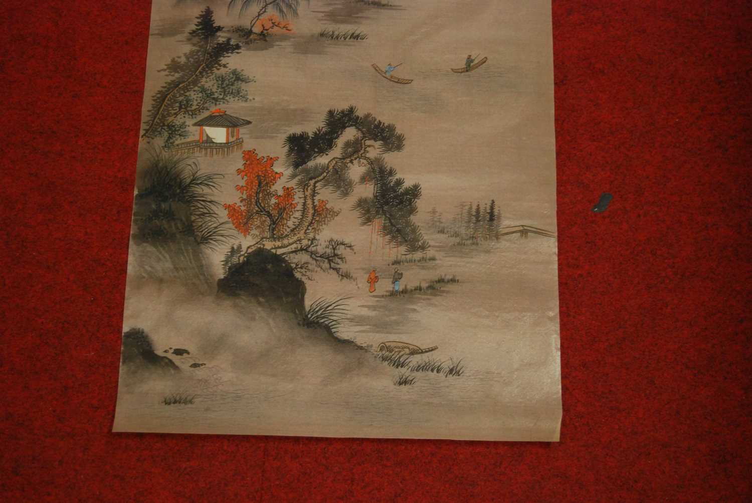 Three Chinese watercolours of bamboo, on rice paper, as rolled - Image 5 of 16