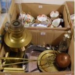 Two boxes of miscellaneous items to include Victorian part tea service decorated in the Chinese