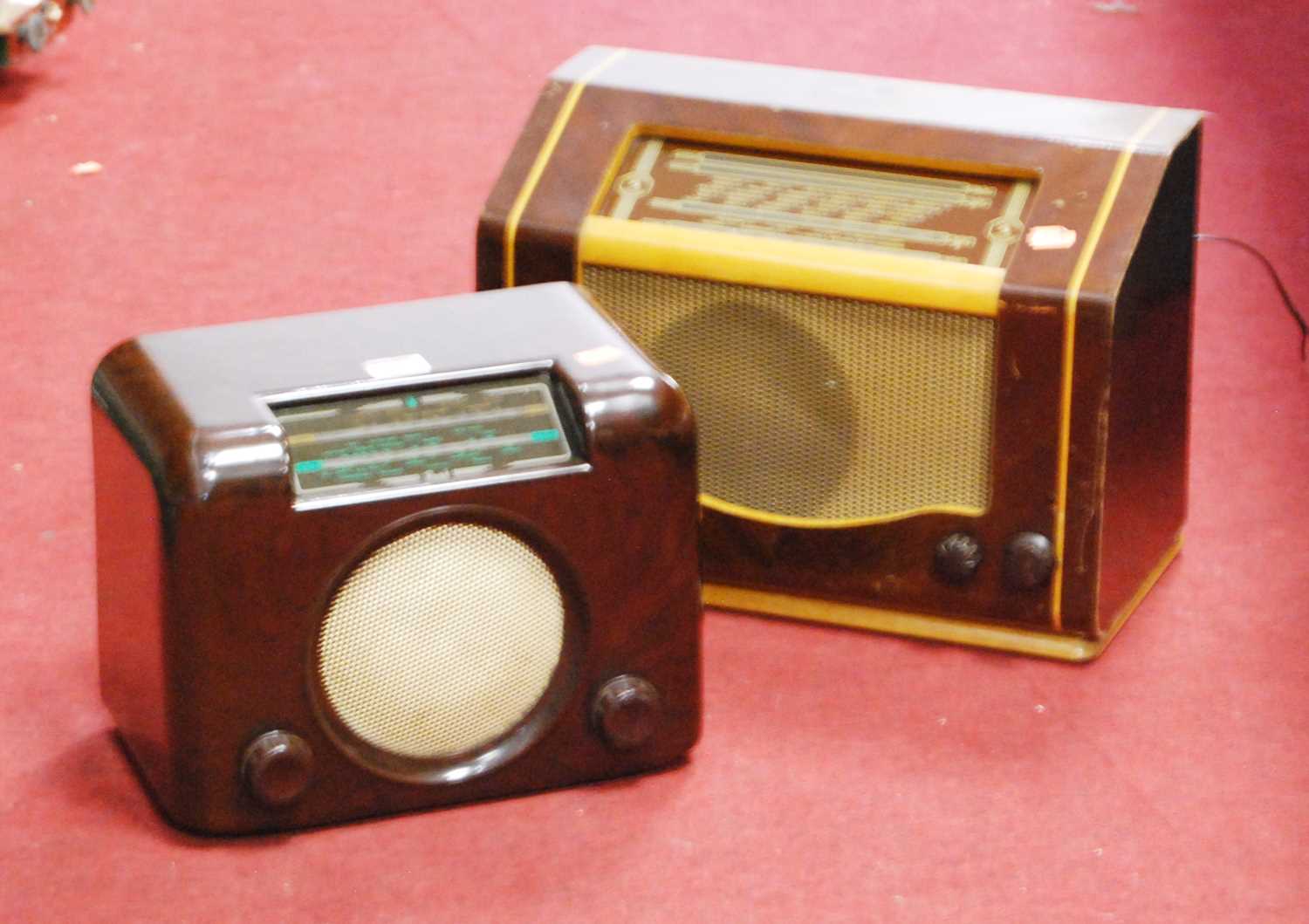 A 1930s Bush bakelite cased radio, w.30cm; together with one other (2)