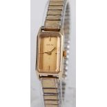 A lady's Certina 14ct gold cased tank watch, having Certina 13-22 manual wind 17-jewel movement,