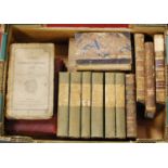 A box of assorted antiquarian books, to include Paradise Lost, 1730, Complete Angler, 1797,