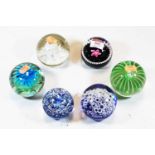 Six various modern glass paperweights