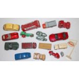 A small collection of playworn diecast toy vehicles to include Lesney Thornycroft 2400 gallon