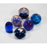 Six various modern glass paperweights