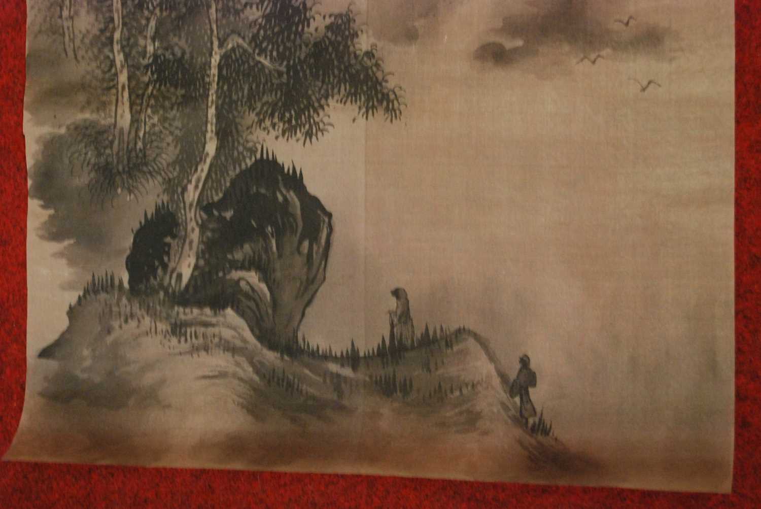 Three Chinese watercolours of bamboo, on rice paper, as rolled - Image 11 of 16