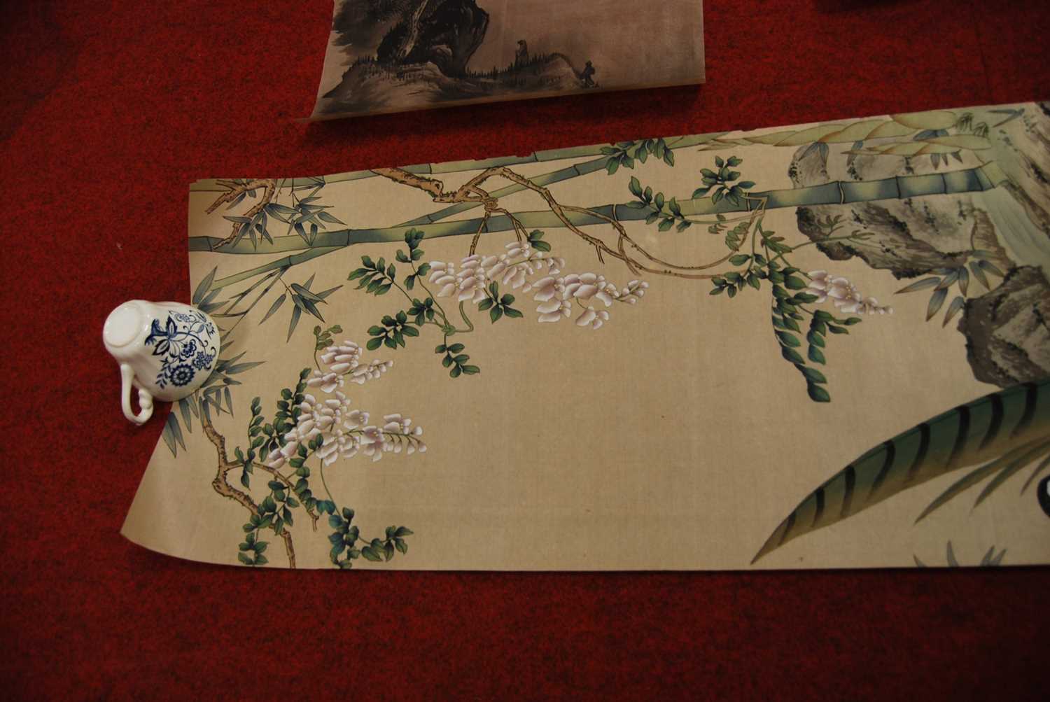 Three Chinese watercolours of bamboo, on rice paper, as rolled - Image 12 of 16