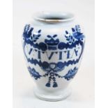 An 18th century Delft wet drug vase (restored) height 19cmCondition report: Heavily restored.