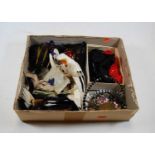 A collection of costume jewellery, hair-slides, pair of lady's kid leather gloves etc