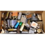 A box of assorted pocket cigarette lighters to include The Merryman numbered 606317, Pyramid and